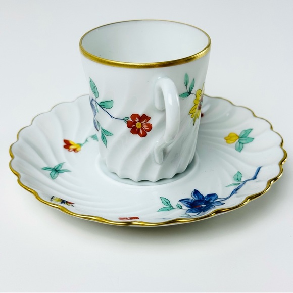 VTG HAVILAND LIMOGES 24k Gold Hand-painted Floral Ruffle Porcelain Demitasse - Picture 3 of 8